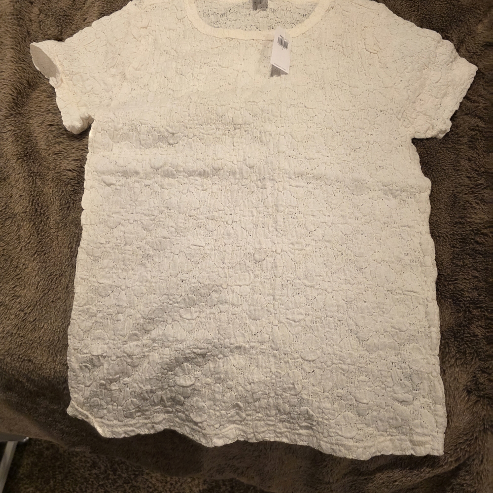 Old Navy Cream Lace Short Sleeve Top